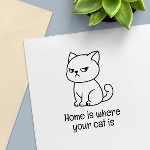 Cranky Moody Cat Anpassad text Självfärgande Stämpel