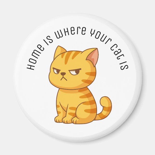 Cranky Orange Tabby Cat Custom Text Magnet (Framsidan)