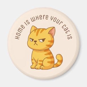 Cranky Orange Tabby Katt Anpassad Text Beige Magnet