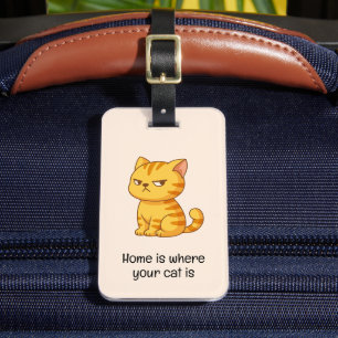Cranky Orange Tabby Katt Citat Beige Bagagebricka