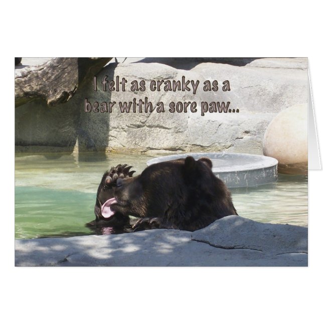 Cranky som en björn med en öm tass OBS kort (Framsidan Horizontal)