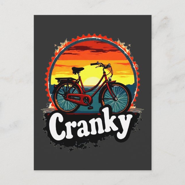 Cranky Sunset Bicycle Tee - Energize Your Ride Vykort (Framsida)