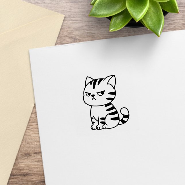 Cranky Tabby Cat 1x1 Stämpel (Skapare uppladdad)
