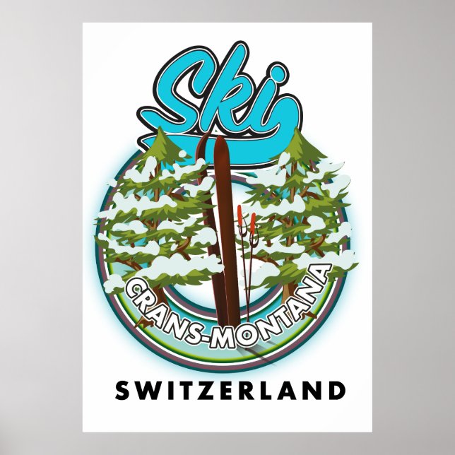 Crans-Montana Schweiz skidåkning Poster (Framsidan)