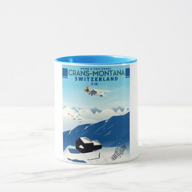 crans-montana Schweiz skidposter Mugg (Center)