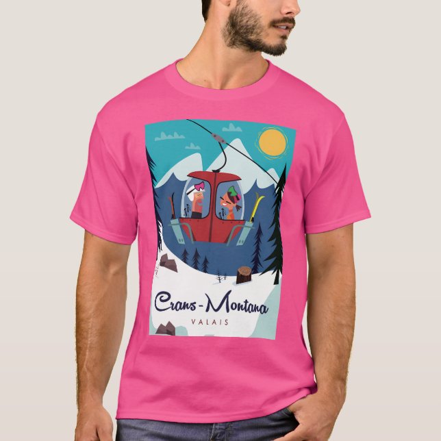 Crans-Montana Ski Poster T Shirt (Framsida)