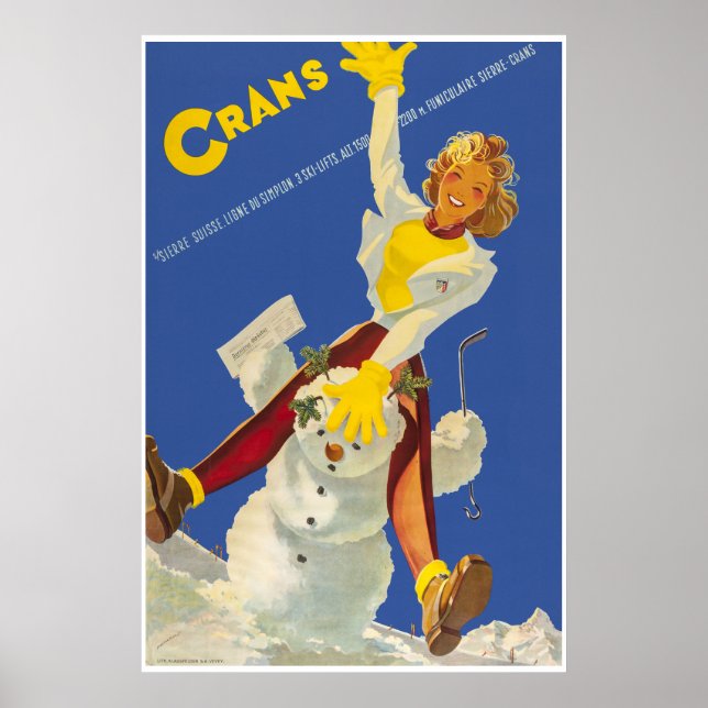 Crans - Montana,Suisse,Ski Travel Poster (Framsidan)