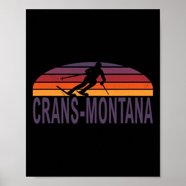 Crans-montana Swiss Alpernas Schweiz Ski Snowboard Poster (Framsidan)