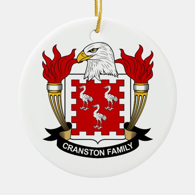 Cranston familjvapensköld julgransprydnad keramik (Framsidan)