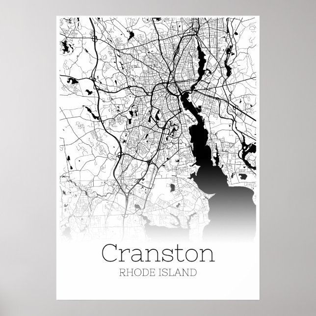 Cranston Karta - Rhode island - City Karta Poster (Framsidan)