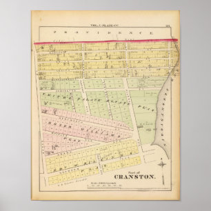 Cranston, RI Karta Poster