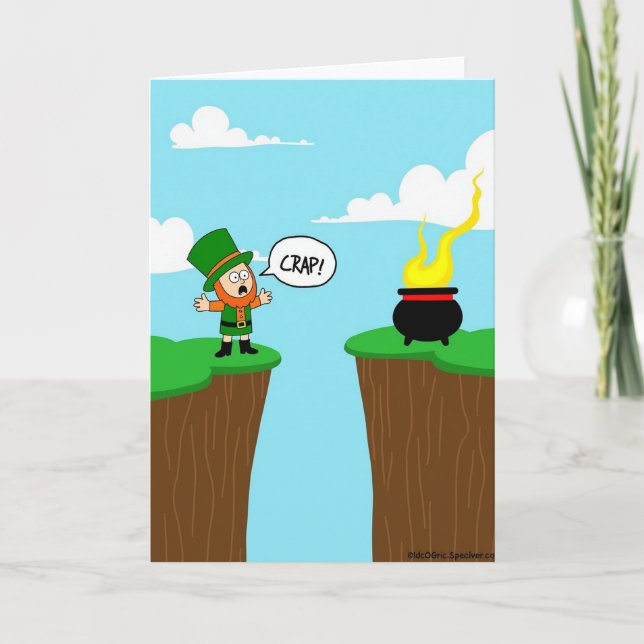 Crap Leprechaun Fortune Funny Card Kort (Framsida)