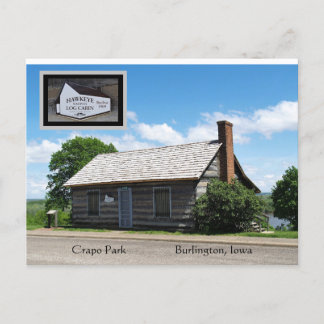 Crapo Park Log Cabin, Burlington, Iowa Vykort