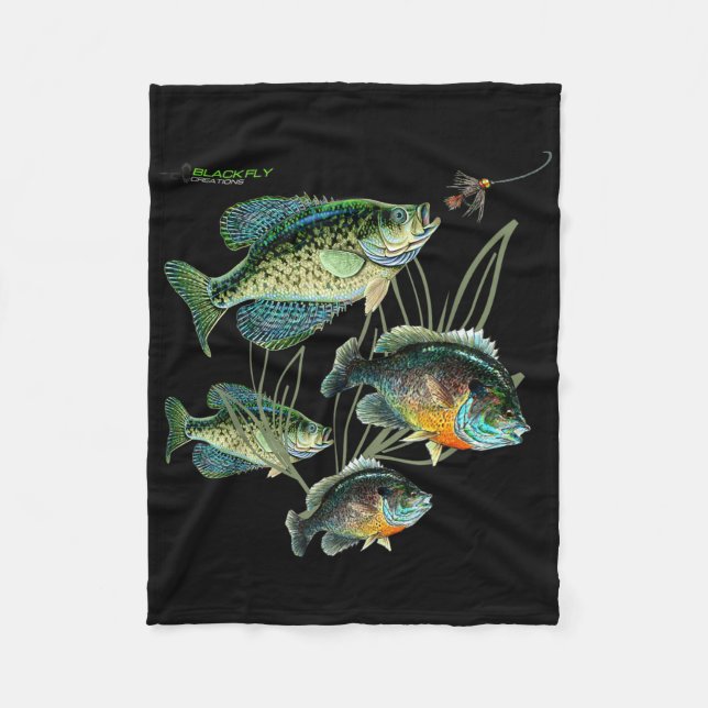 Crappie Bluegill Fishing Shirts Hoodies Black Fly  Fleecefilt (Framsidan)