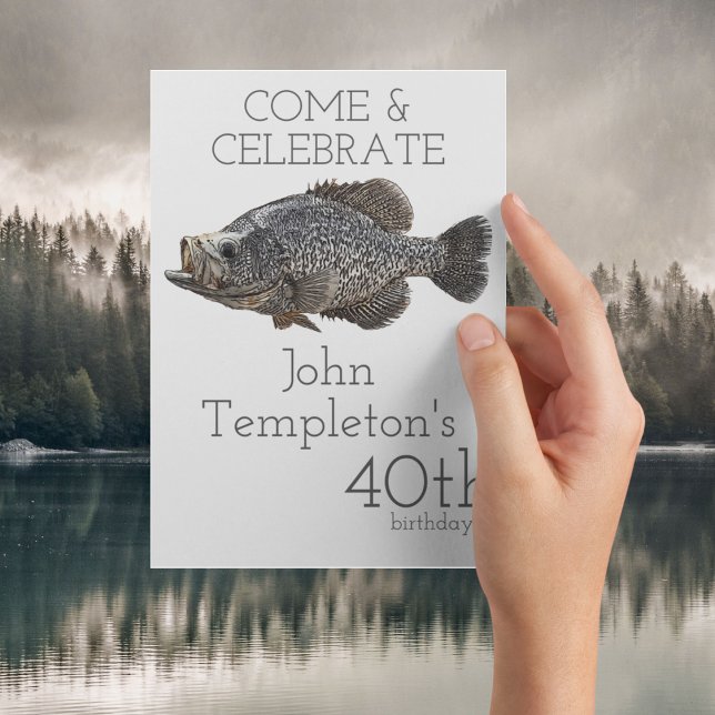 Crappie Fisherman Angler Manar födelsedagen Inbjudningar (Crappie fishing birthday invitation. Instant download the invitation or print.)