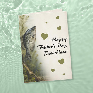 Crappie Hearts Reel Hero Fiske Fars Dag Kort