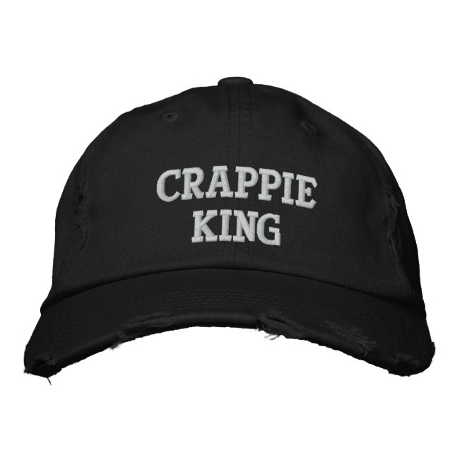 Crappie Kung - Anpassadet Embroized Hat Broderad Keps (Framsida)