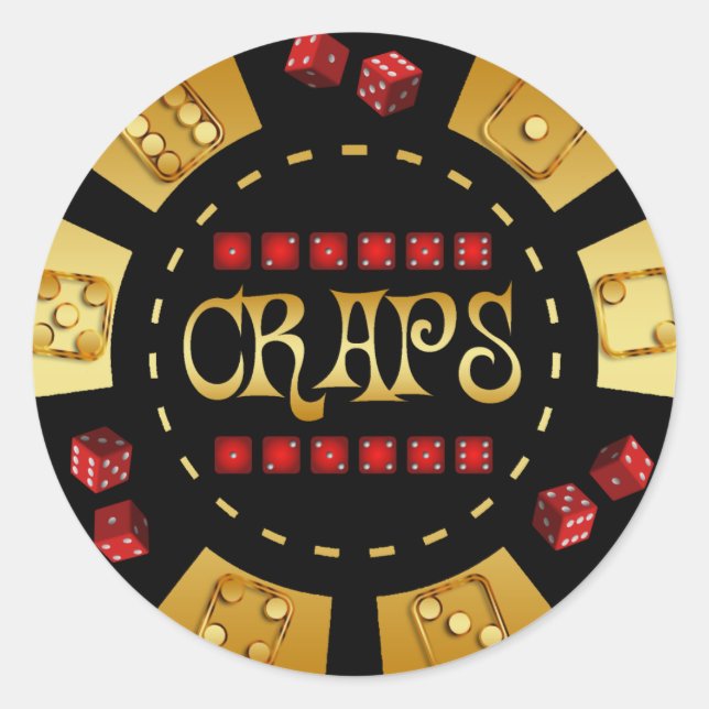 CRAPS GAMING CHIP RUNT KLISTERMÄRKE (Framsida)