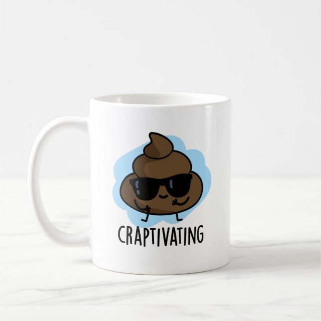 Craptivating Funny Coola Poop Pun Kaffemugg (Vänster)