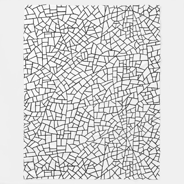 Craquelure Mönster - Black on White Fleecefilt (Framsidan)