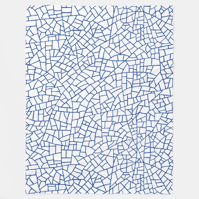 Craquelure Mönster - marinblått på vitt Fleecefilt (Framsidan)