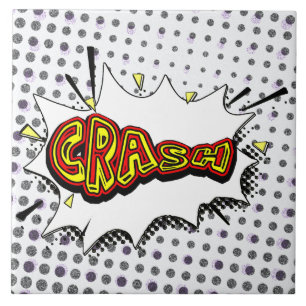 Crash Action Bubble Red and Gult Typography Kakelplatta