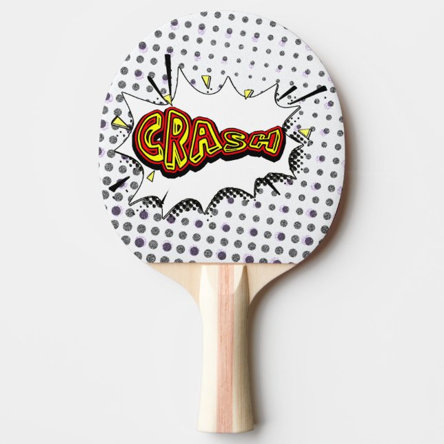 Crash Action Bubble Red and Gult Typography Pingisracket (Framsidan)