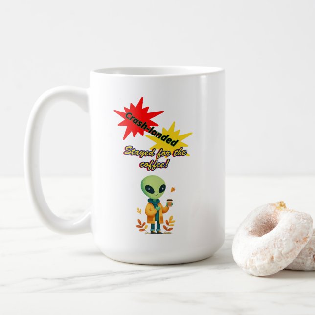 "Crash-lan." Kaffe som har stuvats" Alien-kaffe Kaffemugg (Med munk)