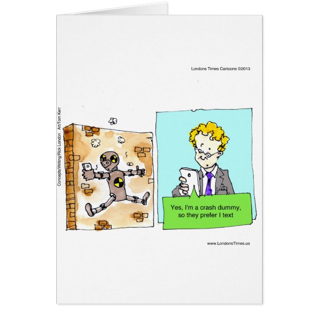 Crash Text Dummy Funny Hälsningskort (Framsidan)