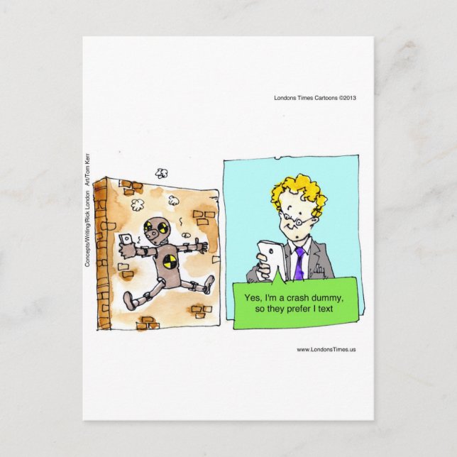 Crash Text Dummy Funny Vykort (Framsida)