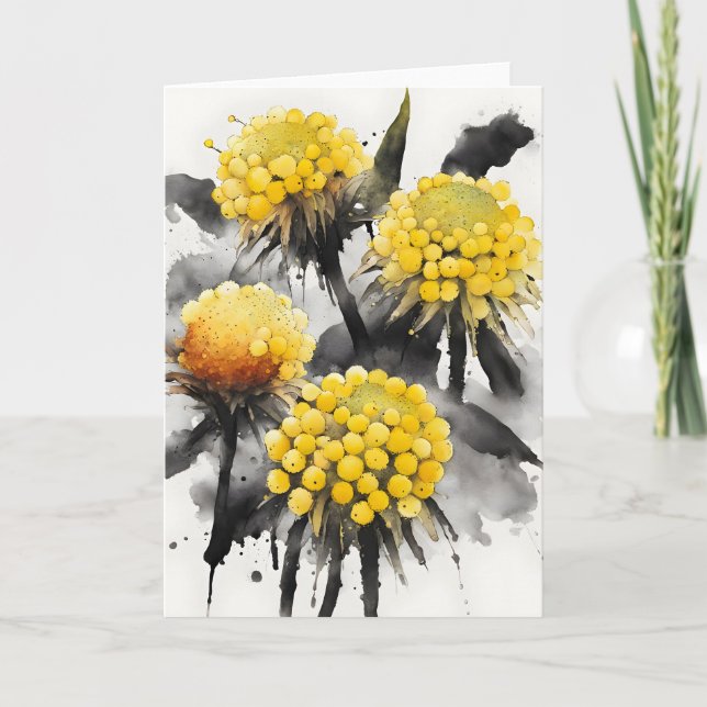 Craspedia - Watercolor flowers Kort (Framsida)