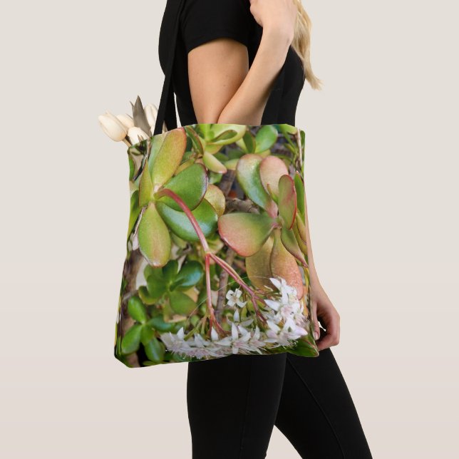 Crassula ovata All over Print Back Tygkasse (Närbild)
