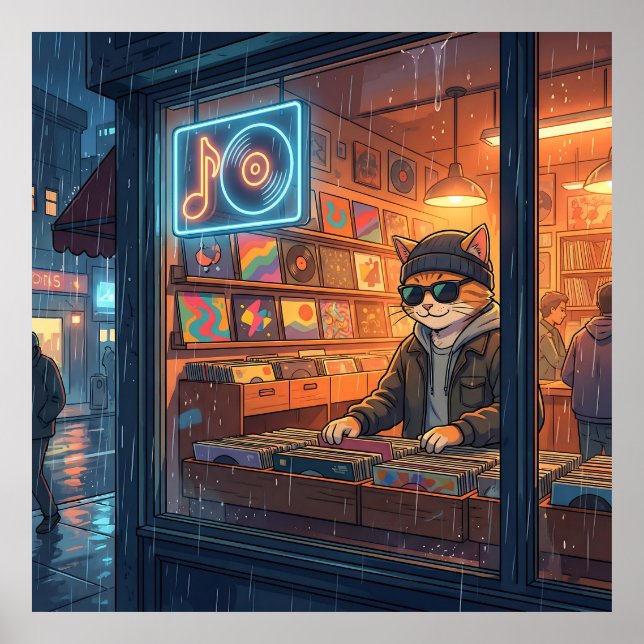 Crate Digging at the Vinyl Store Poster (Framsidan)