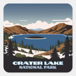 Crater Lake National Park Oregon Fyrkantigt Klistermärke