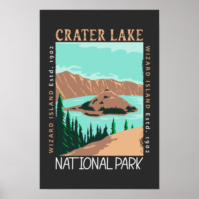 Crater Lake National Park Oregon Retro Distressed  Poster (Framsidan)