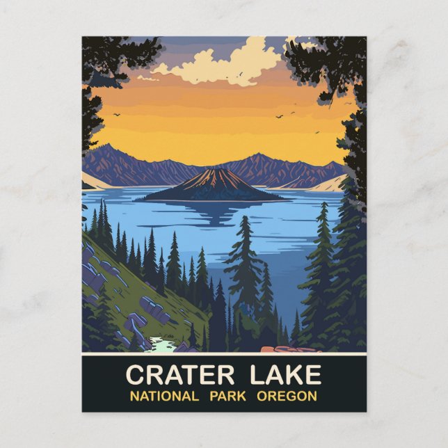 Crater Lake, Nationalpark, Oregon, Resa Vykort (Framsida)