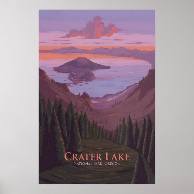 Crater Lake Nationalpark Reseskylt Poster (Framsidan)