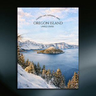Crater Lake Oregon Ö Landskapsmålningar i akvarell Helg Vykort