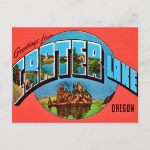 Crater Lake Oregon Vintage Välkomstkort Vykort