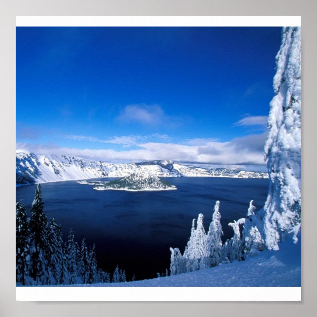 Crater Sjö i Winter Oregon Poster (Framsidan)