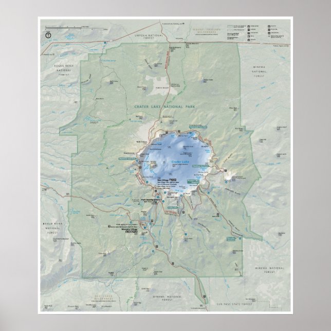 Crater Sjö karta poster (Framsidan)