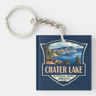 Crater Sjö nationalpark Illustration Retro Badge