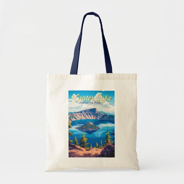Crater Sjö nationalpark Illustration Travel Art Tygkasse (Framsidan)