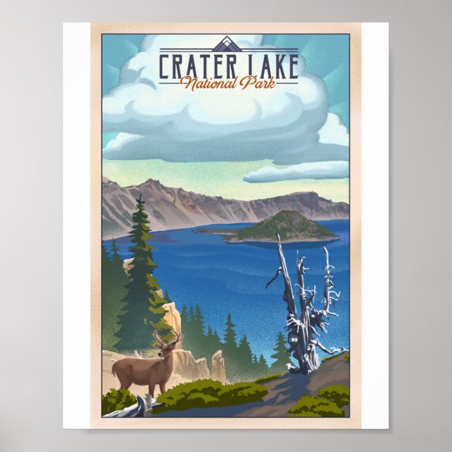 Crater Sjö nationalpark Litho Artwork Poster (Framsidan)