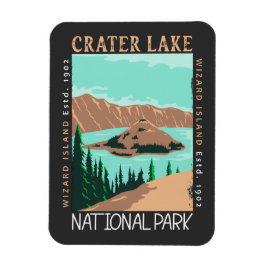 Crater Sjö nationalpark Oregon Retro Distress Magnet
