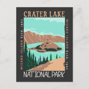Crater Sjö nationalpark Oregon Retro Distress Vykort