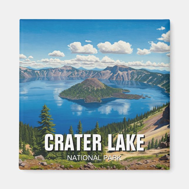 Crater Sjö nationalpark Oregon Travel Magnet (Framsidan)