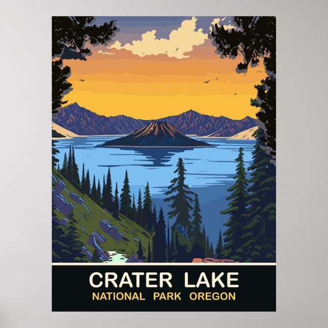 Crater Sjö, nationalpark, Oregon, Travel Poster (Framsidan)