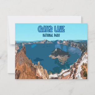 Crater Sjö nationalpark Oregon Vintage Flat Card