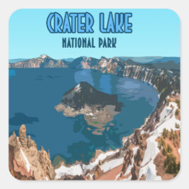 Crater Sjö nationalpark Oregon Vintage Fyrkantigt Klistermärke